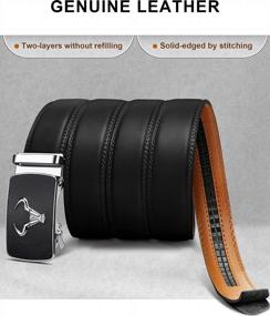 img 2 attached to BULLIANT Men'S Genuine Leather Ratchet Belt - Customizable Size!