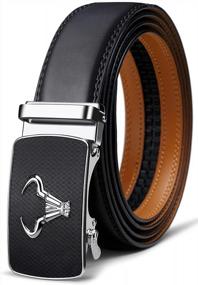 img 4 attached to BULLIANT Men'S Genuine Leather Ratchet Belt - Customizable Size!