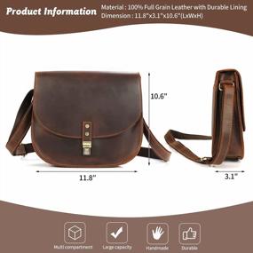 img 3 attached to Jack&Chris Handmade Leather Saddle Bag For Women - Vintage Brown Crossbody Purse For Travel, Tote, Satchel, And Shoulder Use. Ladies' Small Handbag With JC16-9 Product Code