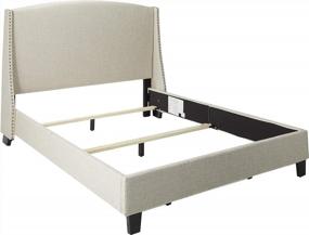 img 4 attached to Pulaski Queen Upholstered Bed In Linen - 83" X 68.5" X 51" Shelter Back Design