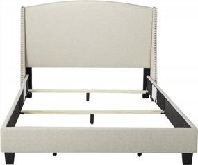 img 3 attached to Pulaski Queen Upholstered Bed In Linen - 83" X 68.5" X 51" Shelter Back Design