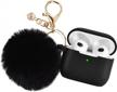 filoto airpod 3 case cover for women - silicone protective cover with pompom keychain for apple airpod 3rd gen charging case (black) logo