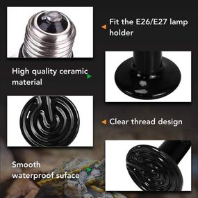 img 2 attached to 🐍 150W Ceramic Heat Emitter Reptile Heat Lamp Bulb for Amphibian Pets & Incubating Chickens, Non-Light Emitting Brooder Coop Heater - Simple Deluxe, Black