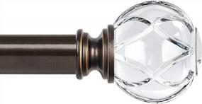 img 4 attached to KAMANINA 1 Inch Curtain Rod Telescoping Single Drapery Rod 72 To 144 Inches (6-12 Feet), Crystal Netted Texture Finials, Antique Bronze