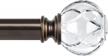 kamanina 1 inch curtain rod telescoping single drapery rod 72 to 144 inches (6-12 feet), crystal netted texture finials, antique bronze logo