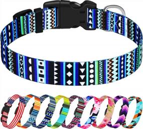 img 4 attached to Taglory Dog Collar For Medium Dogs, Bohemia Pattern Adjustable Soft Dog Collars, Bohemian Blue, 14-20