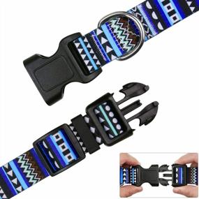 img 1 attached to Taglory Dog Collar For Medium Dogs, Bohemia Pattern Adjustable Soft Dog Collars, Bohemian Blue, 14-20