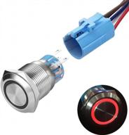 waterproof 12v led ring illuminated push button switch with socket plug - quentacy 1no1nc silver stainless steel shell, ideal for 19mm 3/4 mounting hole, red logo