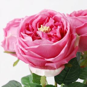 img 2 attached to 4 шт. Искусственные красные розы - UKELER Real Touch Austin Silk Flowers для домашнего декора, свадебной композиции и украшения вечеринки