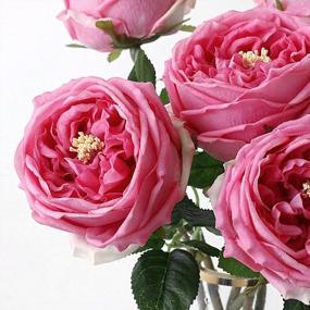 img 1 attached to 4 шт. Искусственные красные розы - UKELER Real Touch Austin Silk Flowers для домашнего декора, свадебной композиции и украшения вечеринки