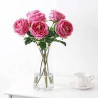 4 шт. искусственные красные розы - ukeler real touch austin silk flowers для домашнего декора, свадебной композиции и украшения вечеринки логотип
