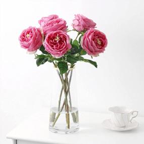 img 4 attached to 4 Pcs Artificial Red Roses - UKELER Real Touch Austin Silk Flowers For Home Decor, Wedding Arrangement & Party Decoration