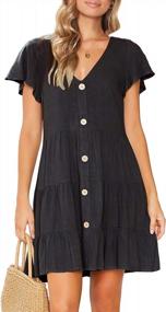 img 3 attached to Stylish And Comfortable: MITILLY Women'S Sleeveless V Neck Button Down Dress With Pockets For Summer