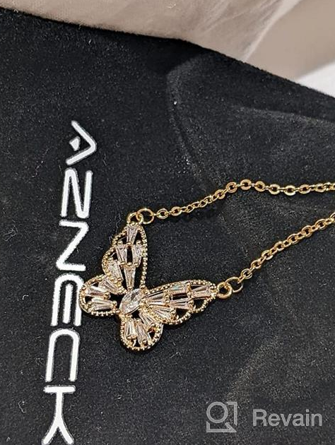 img 1 attached to 💎 AZNECK Birthstone Butterfly Pendant Necklace: Exquisite 18K Gold Plated Cubic Zirconia Choker Handcrafted Jewelry Gift for Wife/Girl | Ideal for Birthdays & Valentines Day | Includes Chain review by Brian Nicholas