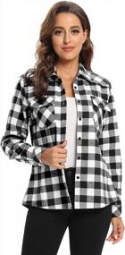 img 2 attached to OCHENTA Women'S Flannel Shirts Plaid Shacket, Long Sleeve Fleece Lined Shirt Jacket Winter Tops