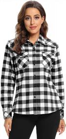 img 3 attached to OCHENTA Women'S Flannel Shirts Plaid Shacket, Long Sleeve Fleece Lined Shirt Jacket Winter Tops