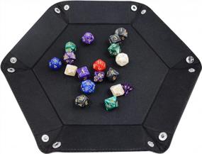 img 3 attached to Boshiho Dice Tray Leather Portable Folding Dice Rolling Tray For RPG DND Table Games, D&D Dice Tray Or Dice Game, Valet Tray For Men Candy Holder Bedside Storage (Black)