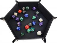boshiho dice tray leather portable folding dice rolling tray for rpg dnd table games, d&d dice tray or dice game, valet tray for men candy holder bedside storage (black) logo