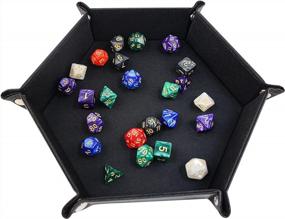 img 4 attached to Boshiho Dice Tray Leather Portable Folding Dice Rolling Tray For RPG DND Table Games, D&D Dice Tray Or Dice Game, Valet Tray For Men Candy Holder Bedside Storage (Black)
