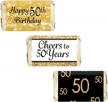 stylish and elegant black and gold 50th birthday candy bar wrappers - 45 mini stickers logo