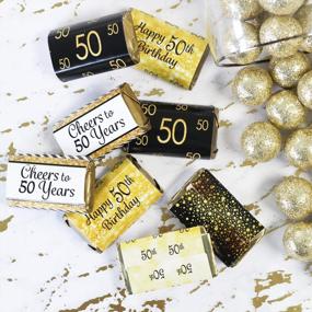 img 3 attached to Stylish And Elegant Black And Gold 50Th Birthday Candy Bar Wrappers - 45 Mini Stickers
