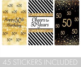 img 2 attached to Stylish And Elegant Black And Gold 50Th Birthday Candy Bar Wrappers - 45 Mini Stickers