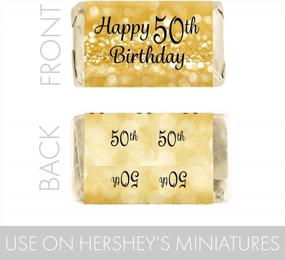 img 1 attached to Stylish And Elegant Black And Gold 50Th Birthday Candy Bar Wrappers - 45 Mini Stickers