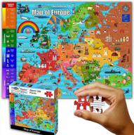 think2master colorful map of europe 250 pieces jigsaw puzzle fun educational toy for kids, school & families. great gift for boys & girls ages 8+ for learning european history. size: 14.2” x 19.3” logo