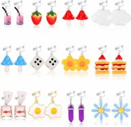 12 pairs cute & funny aesthetic earrings clip on sets for women girls - hypoallergenic non pierced jewelry by sailimue logo