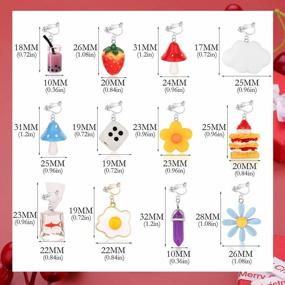 img 2 attached to 12 Pairs Cute & Funny Aesthetic Earrings Clip On Sets For Women Girls - Hypoallergenic Non Pierced Jewelry By Sailimue