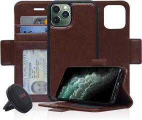 img 4 attached to 🚗 Navor Universal Car Mount & Detachable Magnetic Wallet Case with RFID Protection for iPhone 11 Pro [5.8 inch] - Vajio Series, Dark Brown [IP11PROVJKTDBR]