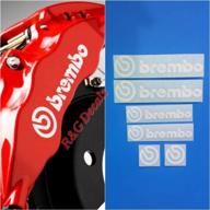 🚗 r&g brembo decal combo package for 6-piston & 4-piston brake calipers - brembo logos brake caliper decal stickers (white) - high-temperature set of 6 decals + instructions + decal surface preparation solution logo