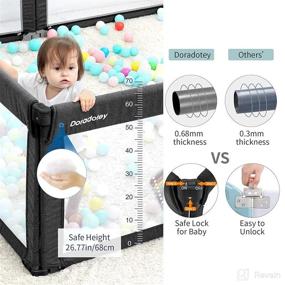 img 1 attached to Baby Playpen, Foldable Play Yard for Safety, Kids 👶 Play Center, Portable Small Playpen for Babies, Dark Black, 47x47in
