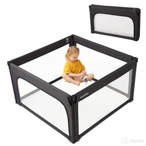 img 4 attached to Baby Playpen, Foldable Play Yard for Safety, Kids 👶 Play Center, Portable Small Playpen for Babies, Dark Black, 47x47in