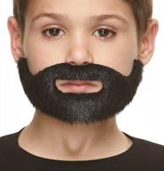 kids fake mustache self adhesive short boxed beard costume accessory black color logo