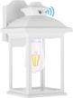 fudesy dusk to dawn sensor outdoor wall lanterns, exterior wall sconce porch light fixture with e26 socket 3000k led edison filament bulb included, anti corrosion plastic materials, white, fds748epsw logo