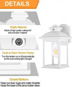 img 2 attached to FUDESY Dusk To Dawn Sensor Outdoor Wall Lanterns, Exterior Wall Sconce Porch Light Fixture With E26 Socket 3000K LED Edison Filament Bulb Included, Anti Corrosion Plastic Materials, White, FDS748EPSW