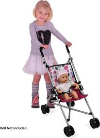 img 1 attached to Hauck Pink Dot Doll Stroller With Umbrella, Folds For Storage And Travel, Accommodates 18" Dolls