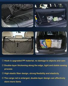 img 2 attached to 🔒 Adjustable Envelope Style Cargo Nets for Trucks & SUVs - Heavy Duty Elastic Rear Trunk Nylon Netting for Automotive Cargo Security