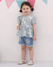 img 3 attached to Cute And Stylish Baby Girl And Toddler Summer Outfits With Ripped Denim Shorts Set