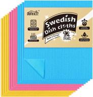 🧽 homexcel swedish sponge dish cloth: 12 pack reusable hand towels for kitchen, bathroom, and cleaning counters (pink/blue/yellow assorted) logo