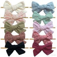 🎀 mai bebe baby bow headbands - set of 10 baby girl nylon headbands - floral bebe collection - perfect for newborns, infants, toddlers, and preemies логотип