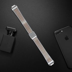 img 1 attached to 📿 Mtozon Stainless Steel Bands: Stylish Replacement Straps for Fitbit Inspire 2/ Inspire/HR - Women's and Men's Silver, Black, Rose Gold Options