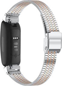 img 4 attached to 📿 Mtozon Stainless Steel Bands: Stylish Replacement Straps for Fitbit Inspire 2/ Inspire/HR - Women's and Men's Silver, Black, Rose Gold Options