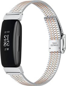 img 3 attached to 📿 Mtozon Stainless Steel Bands: Stylish Replacement Straps for Fitbit Inspire 2/ Inspire/HR - Women's and Men's Silver, Black, Rose Gold Options