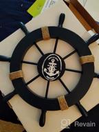 img 1 attached to Nautical Beach Home Decor: Rienar Wooden Boat Ship Steering Wheel Fishing Net Shell Wall Art Sail review by Lauren Lewis