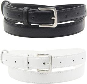 img 4 attached to 👗 Stylish Women's Skinny Leather Belt with Buckle - Essential Accessory for Packing Women's Accessories