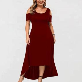 img 3 attached to Plus Size Lace Maxi Dress For Women: Elegant Wedding Guest Dresses With Short Sleeves, Crewneck And Off-The-Shoulder Options Available