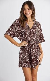 img 3 attached to PRETTYGARDEN Women'S Leopard Print Romper With Pockets - Casual 3/4 Sleeve Wrap Jumpsuit With Oversized Fit And V-Neckline