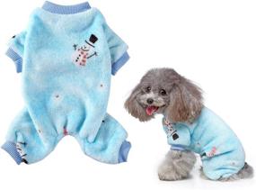 img 4 attached to 🎅 Cozy Christmas Dog Pajamas: Vehomy Snowman Patterned Coral Fleece Pet Winter Onesies